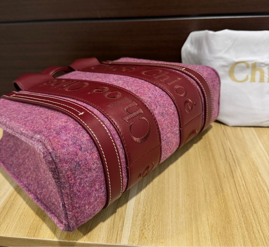 專櫃正品 CHLOE 紫紅色 WOODY 2WAY 手提包 肩背包 側背包 斜背包 時尚包-1