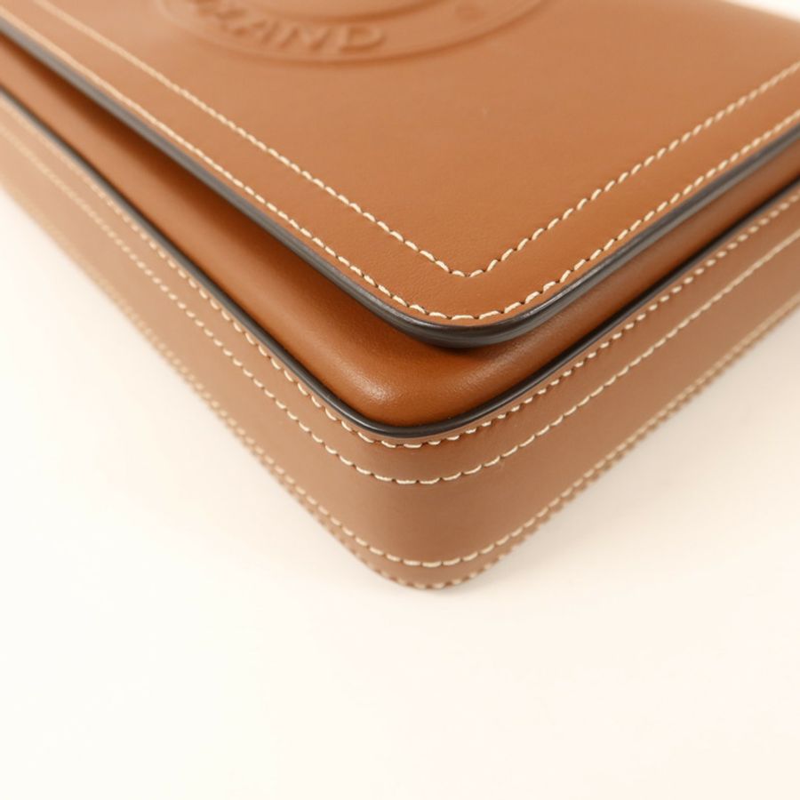 BURBERRY 牛皮皮革Tan Hampshire金扣肩背袋-13