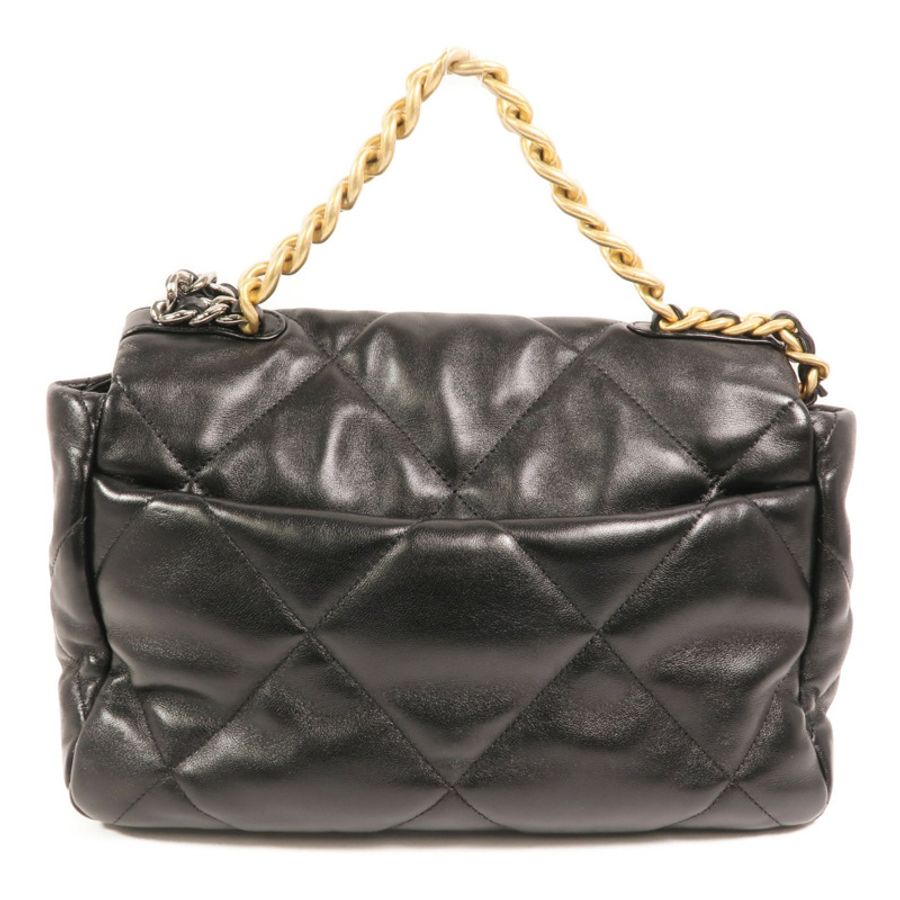 CHANEL 羊皮皮革Chanel 19 Large金扣鏈帶手挽肩背兩用袋-1