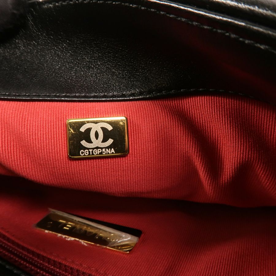 CHANEL 羊皮皮革Chanel 19 Large金扣鏈帶手挽肩背兩用袋-6