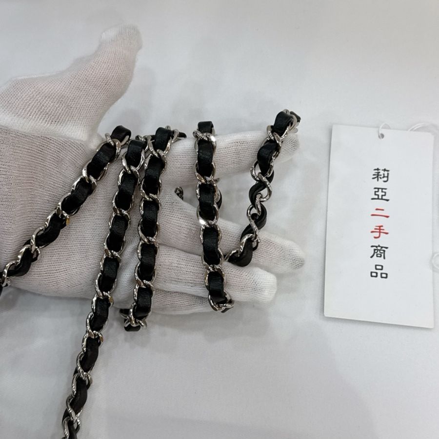 莉亞精品♡ Chanel A35200 黑銀方胖 二手-19