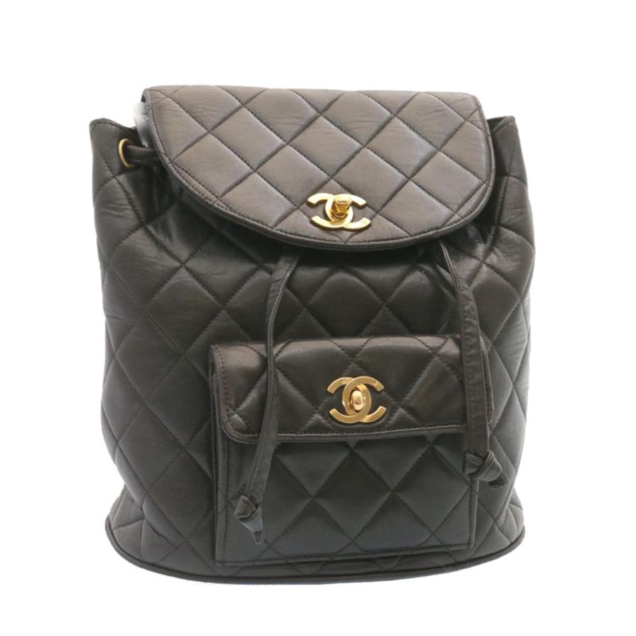【日本直送】香奈兒 (CHANEL) 絎縫皮革雙肩包,黑色金色,CC標誌,貨號ar4662M-0