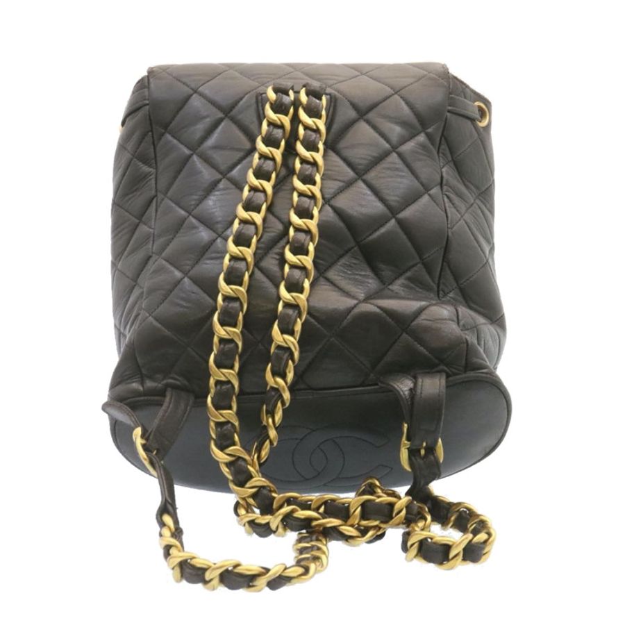 【日本直送】香奈兒 (CHANEL) 絎縫皮革雙肩包,黑色金色,CC標誌,貨號ar4662M-2