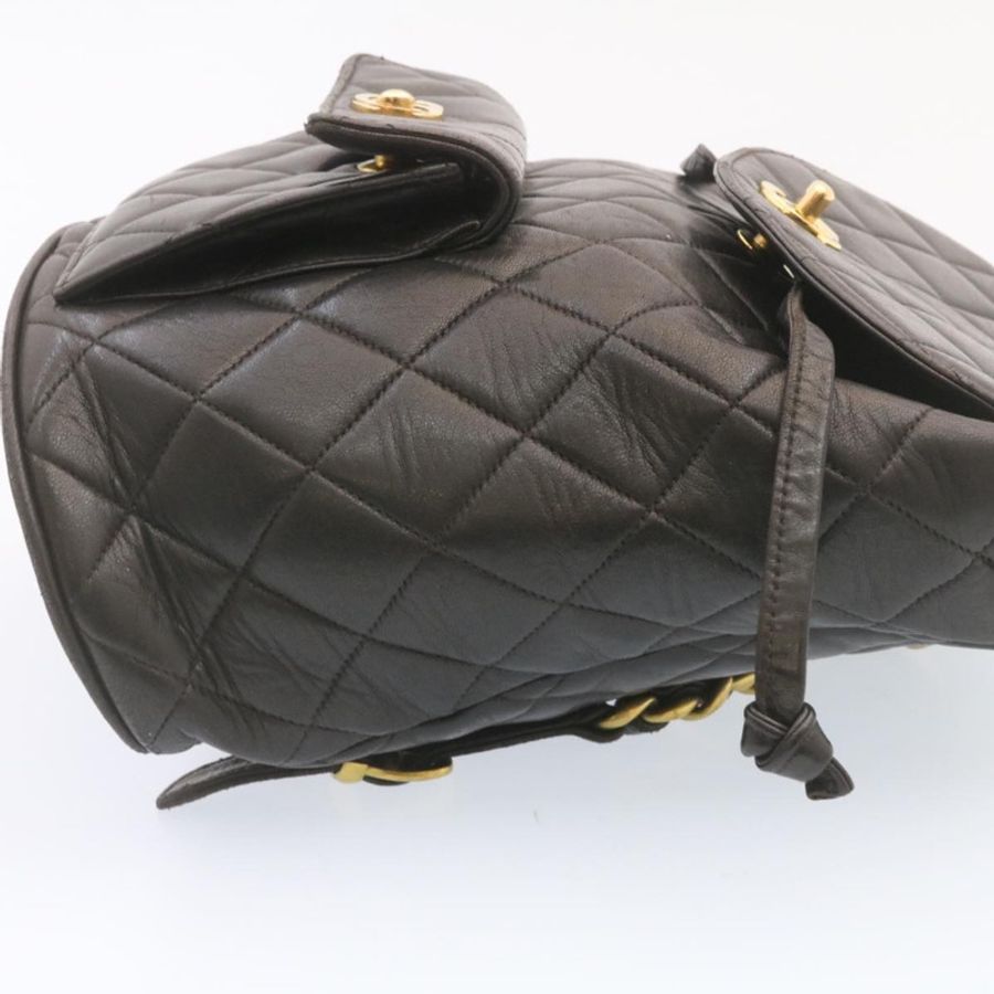 【日本直送】香奈兒 (CHANEL) 絎縫皮革雙肩包,黑色金色,CC標誌,貨號ar4662M-4