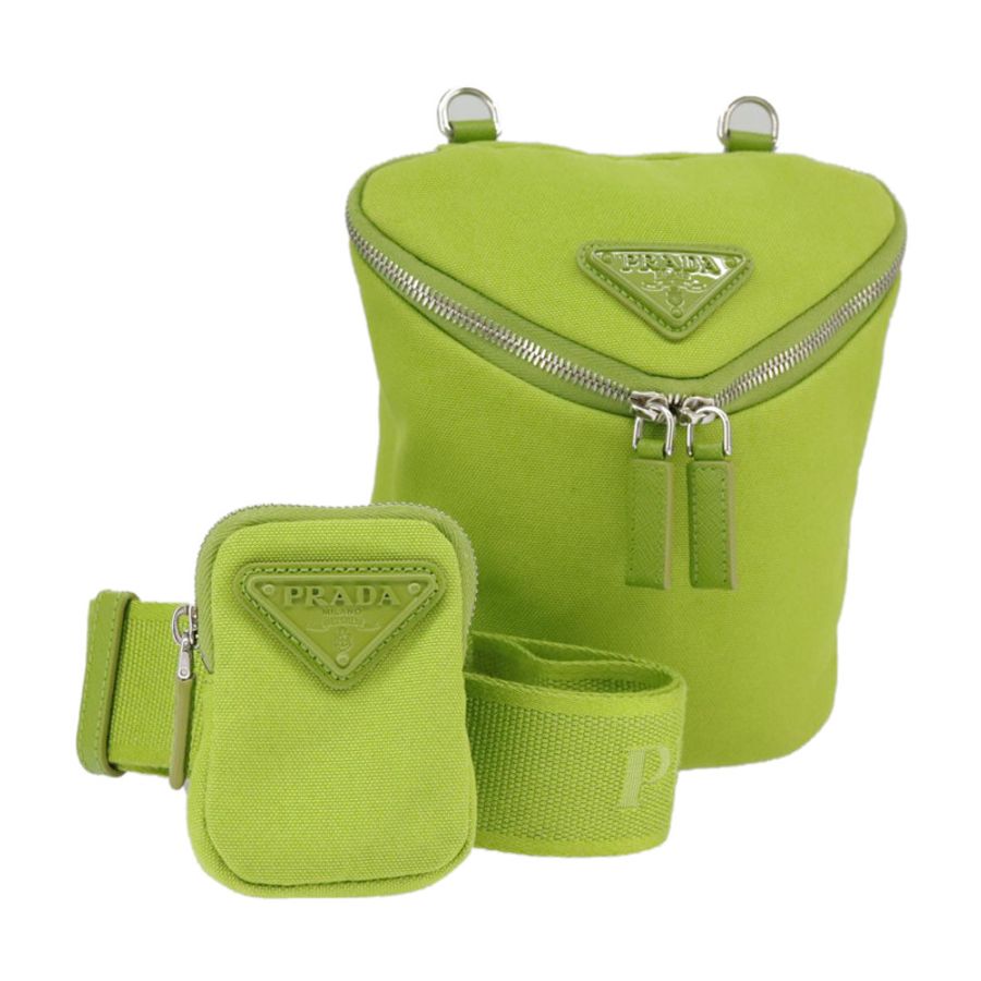 【日本直送】PRADA 單肩帆布包 銀綠色 正品 102538SAV-0