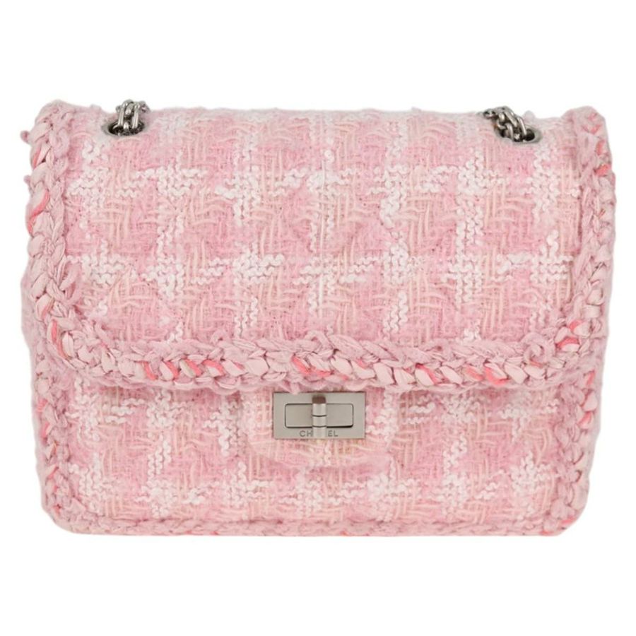 【日本直送】香奈兒 (CHANEL) 鏈條絎縫 23 2.55 肩背包 斜紋軟呢粉紅色 CC 正品 121623SM-12