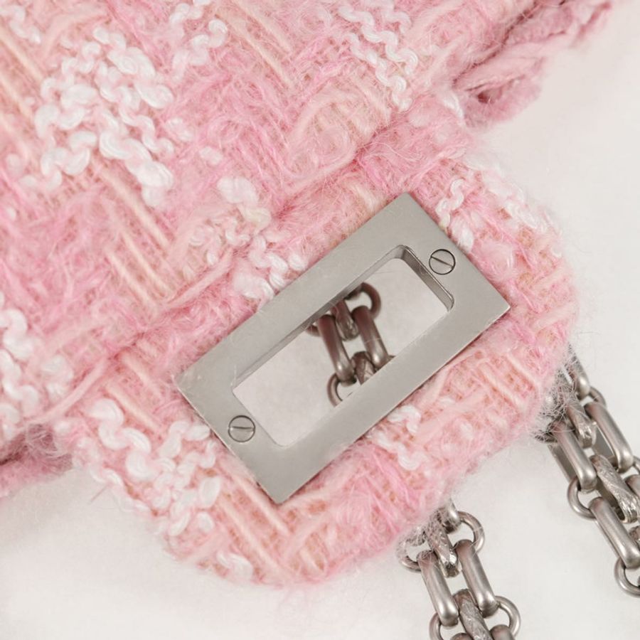 【日本直送】香奈兒 (CHANEL) 鏈條絎縫 23 2.55 肩背包 斜紋軟呢粉紅色 CC 正品 121623SM-24