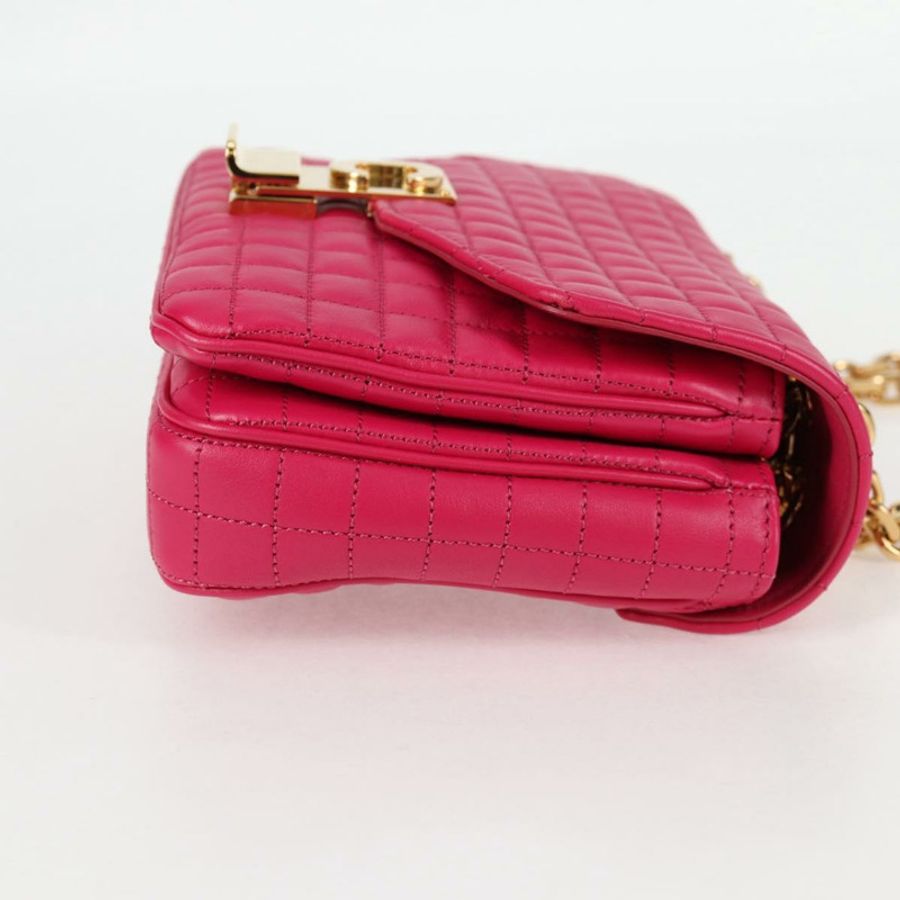 【日本直送】CELINE 鏈條單肩包 皮革 粉紅色 金飾 正品 125657SAM-3