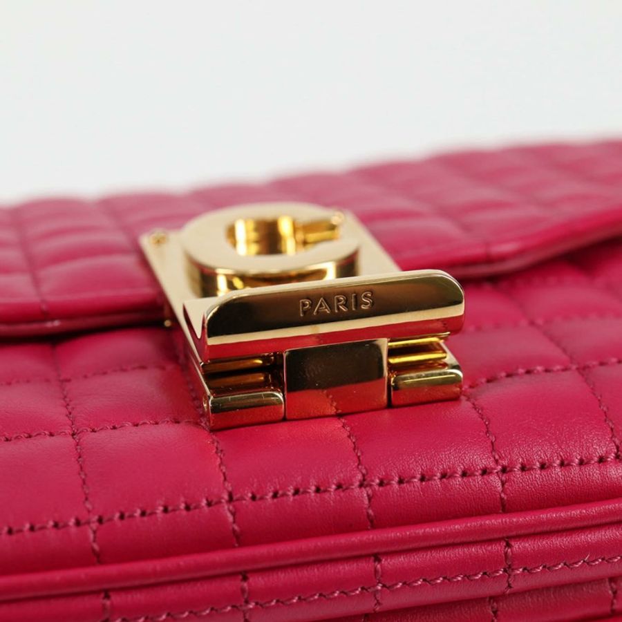 【日本直送】CELINE 鏈條單肩包 皮革 粉紅色 金飾 正品 125657SAM-18