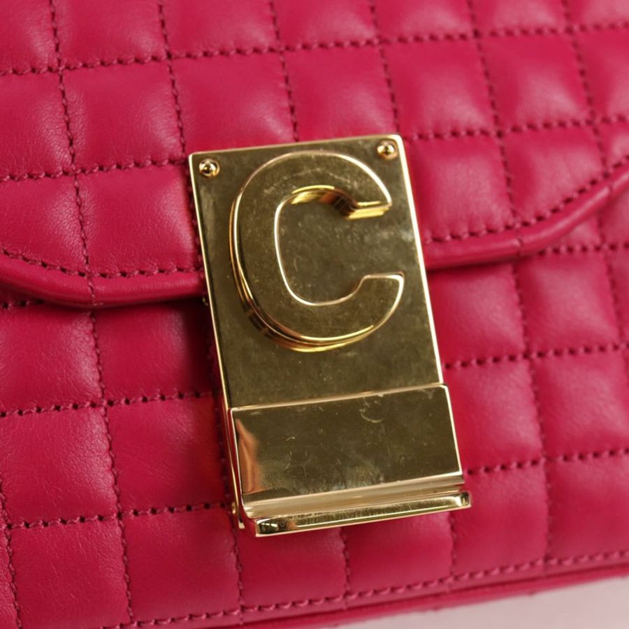 【日本直送】CELINE 鏈條單肩包 皮革 粉紅色 金飾 正品 125657SAM-19