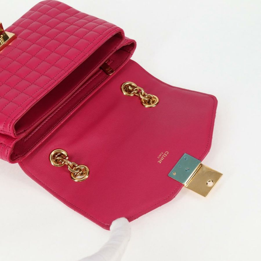 【日本直送】CELINE 鏈條單肩包 皮革 粉紅色 金飾 正品 125657SAM-20