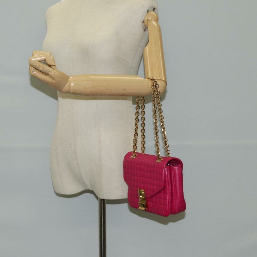 【日本直送】CELINE 鏈條單肩包 皮革 粉紅色 金飾 正品 125657SAM-28