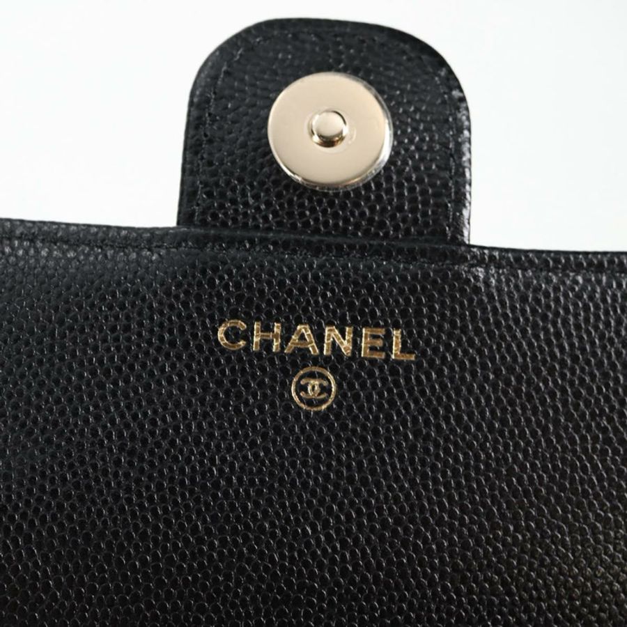 【日本直送】香奈兒 (CHANEL) 菱格紋鏈條肩背包,魚子醬紋皮革,黑色,CC標誌,正品編號127322SAM-18