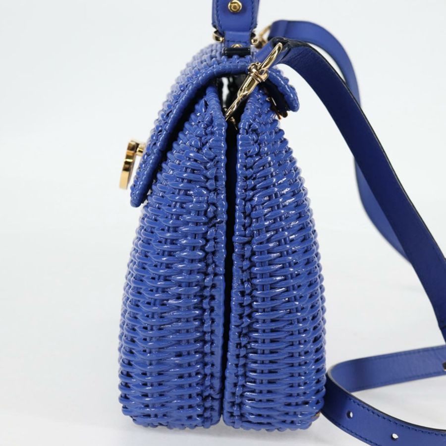 【日本直送】Salvatore Ferragamo Gancini 手提包,藤編兩用款,藍金配色,正品,貨號 135631SAV-3