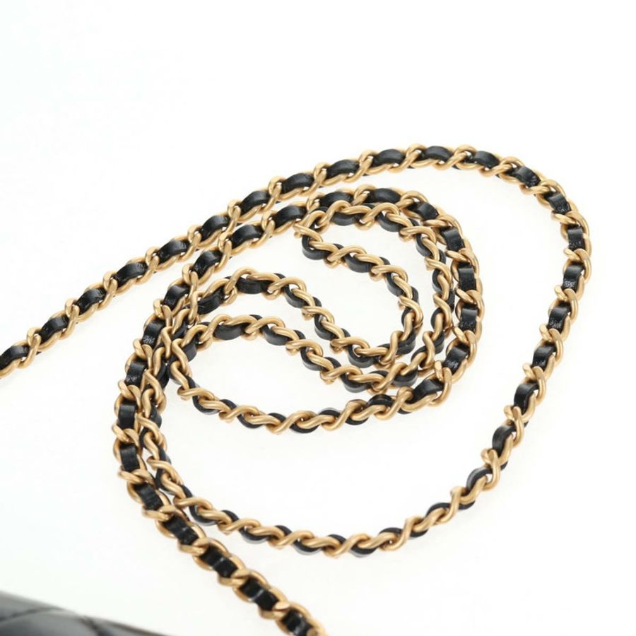 【日本直送】香奈兒 (CHANEL) Matelasse Chain 迷你單肩包,小牛皮材質,黑色,金色雙C標誌,正品編號 142563SAM-7