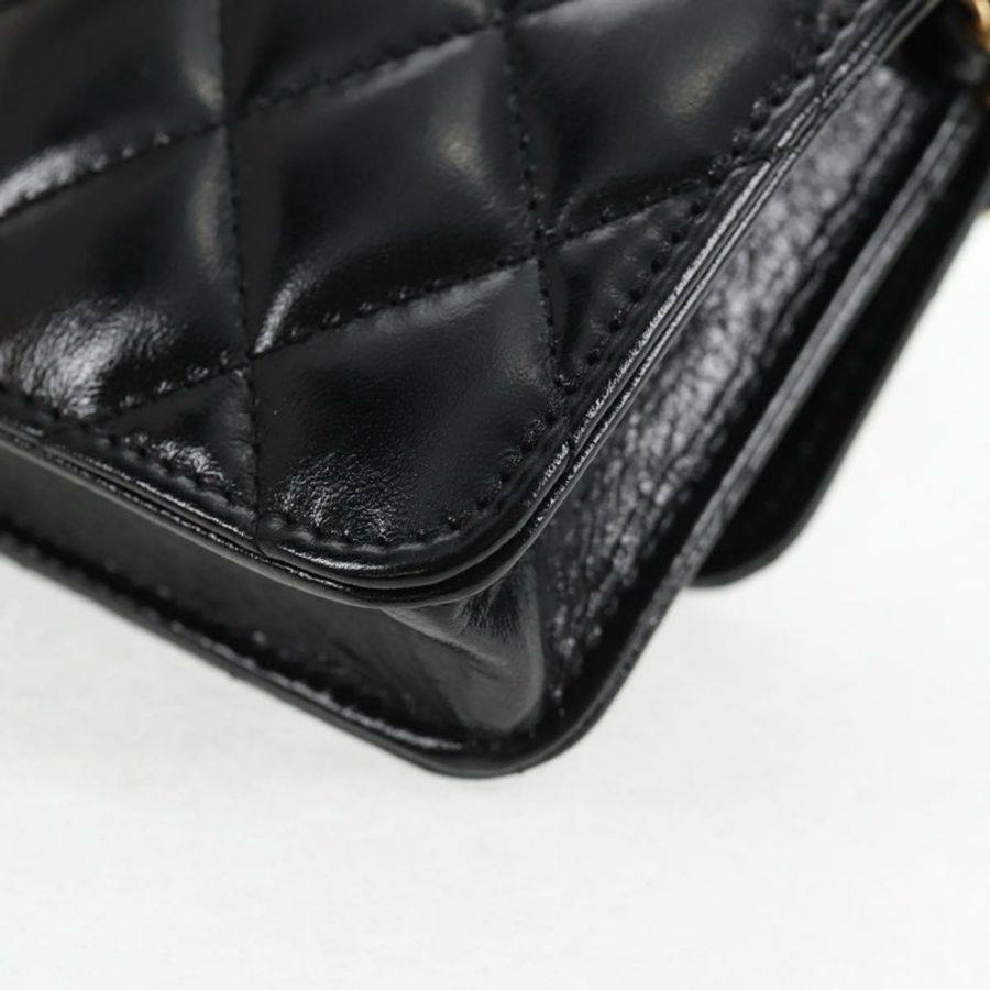 【日本直送】香奈兒 (CHANEL) Matelasse Chain 迷你單肩包,小牛皮材質,黑色,金色雙C標誌,正品編號 142563SAM-17