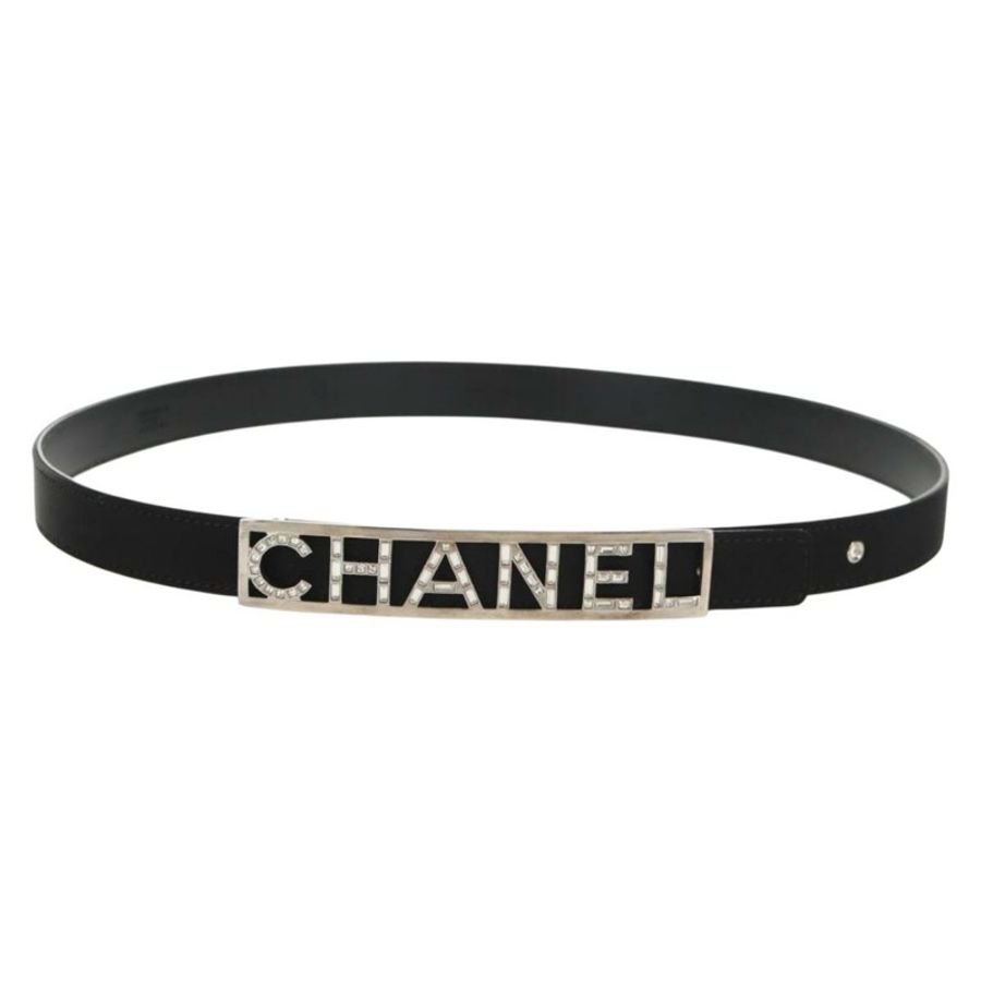 【日本直送】香奈兒 (CHANEL) 皮革腰帶,黑色,35.8 英寸,CC 標誌,貨號 144605SAM-0