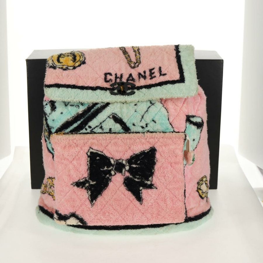 【日本直送】香奈兒 (CHANEL) 絎縫 COCO 標誌雙肩包,粉紅色金色 X 標誌,貨號 138517SM-11