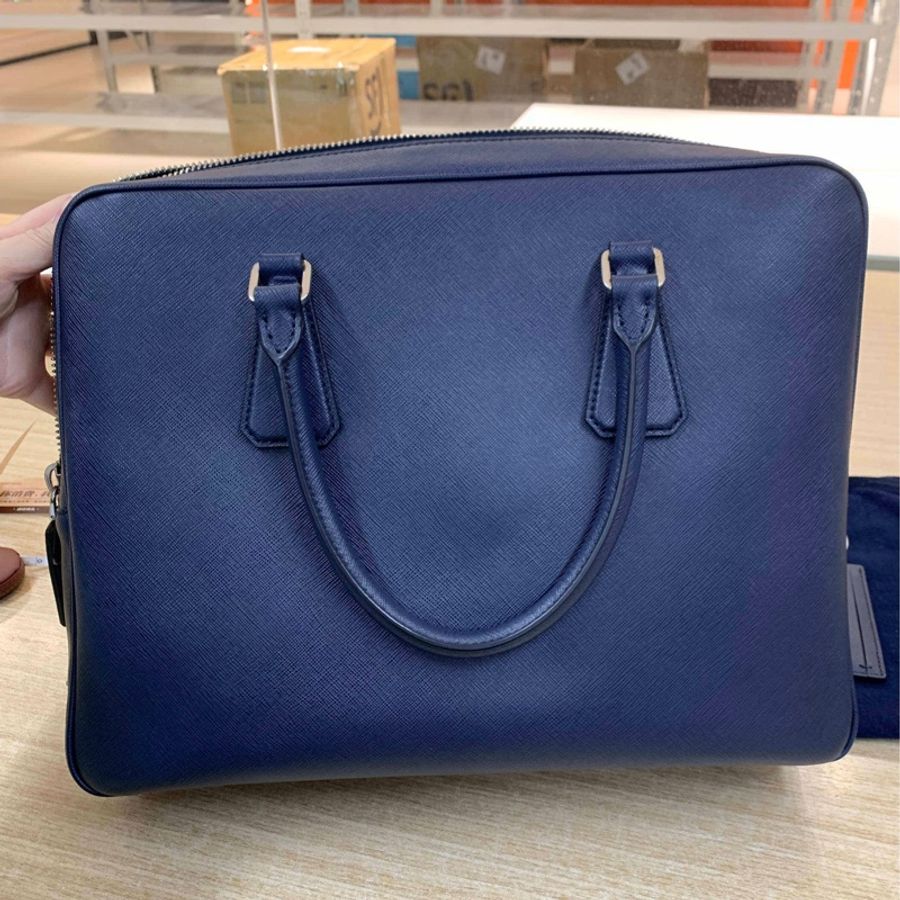 99新 PRADA 普拉達 牛皮純色 手提包 附件:塵袋-1