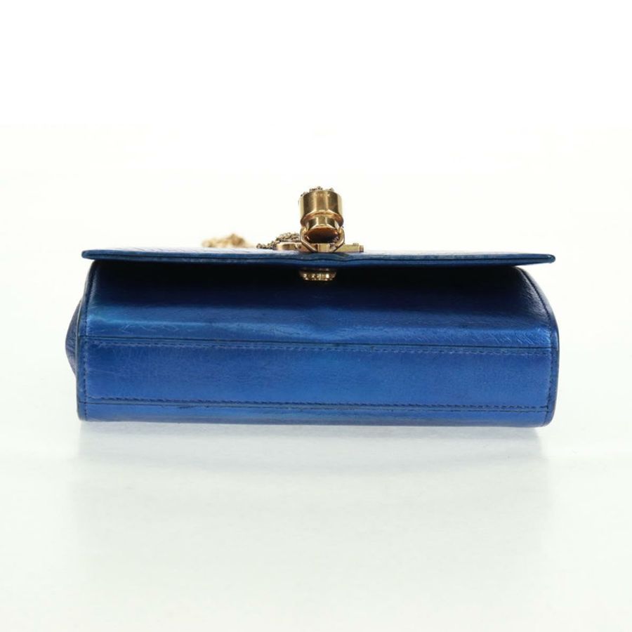 【日本直送】SAINT LAURENT 鏈條 Kate 肩背包 皮革 藍色 金色 正品 163093SAV-4