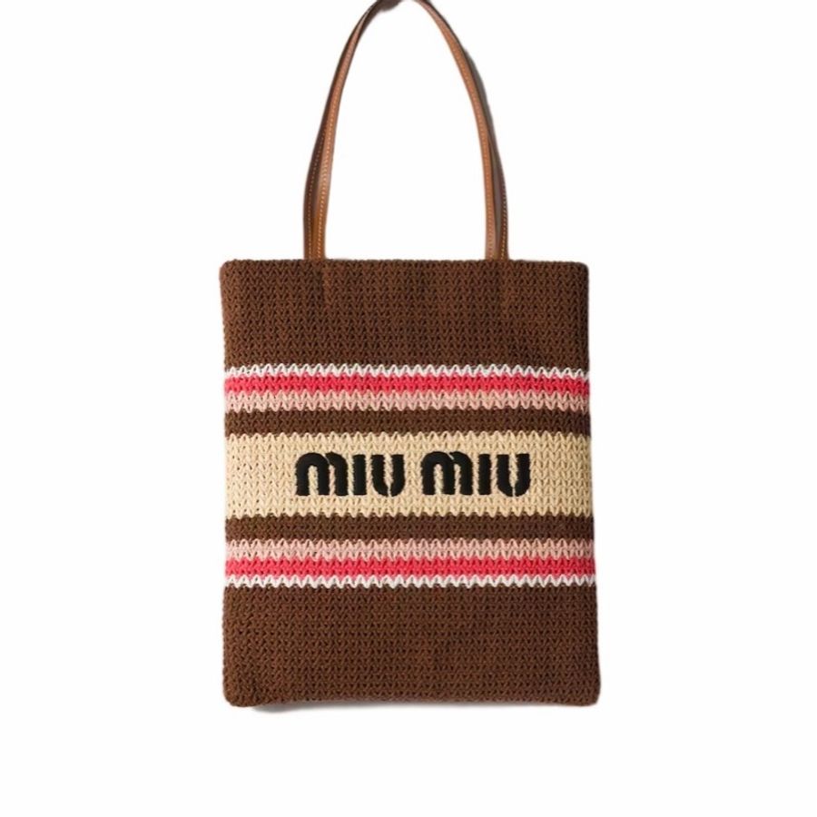 Miu Miu 女士 拉菲草編織手提袋均碼碼32cm*41cm-0