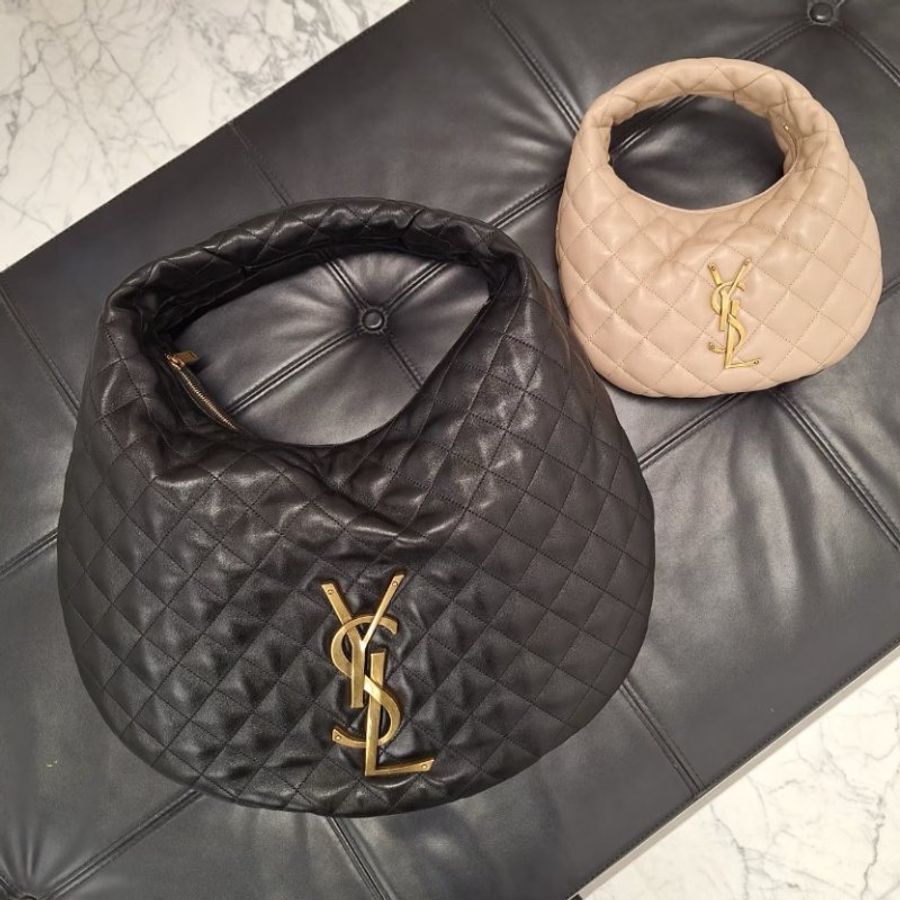 ✨2026季度全新✨Saint Laurent 858160 YSL ICARE 菱格紋小羊皮彎月包 黑色-5