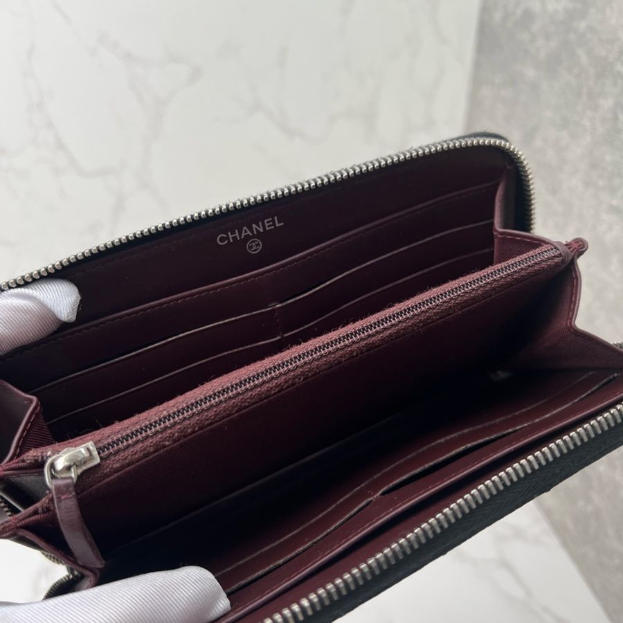 香緹國際精品 861 Chanel 荔枝牛拉鏈長夾-5