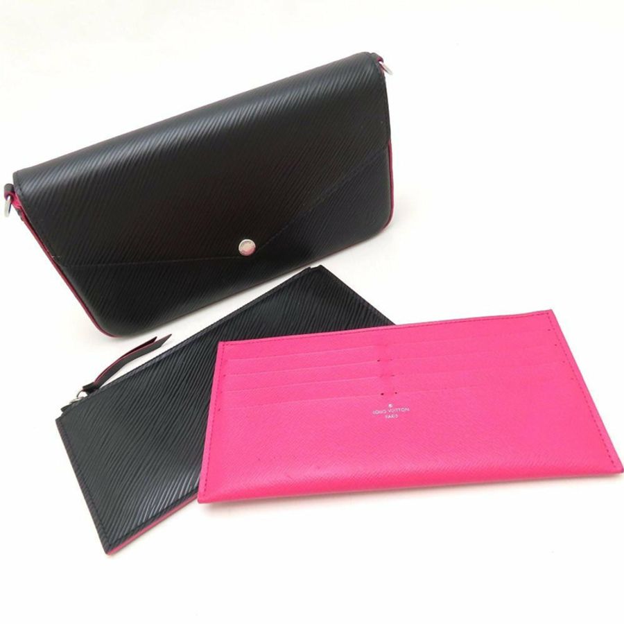 路易威登 Epi 皮革 Pochette Felicie M64579 手拿包,黑色和亮粉色,女士,353135-9