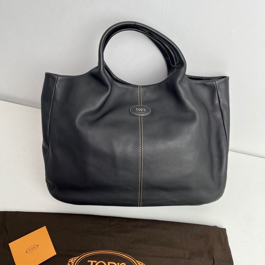 【近新閒置品】TOD'S 托德斯 黑色牛皮托特包手提包 香奈兒26hobo的平替-2