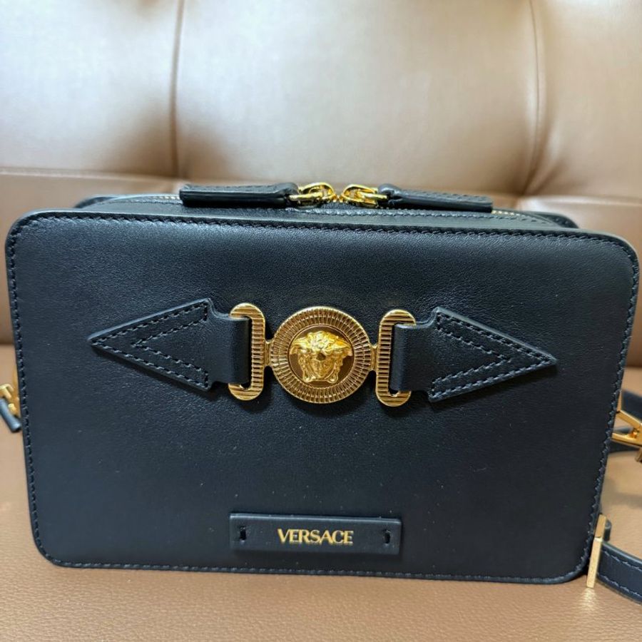 VERSACE La Medusa Camera Bag 凡賽斯 黑金相機包 小牛皮 近全新 完整配件-5