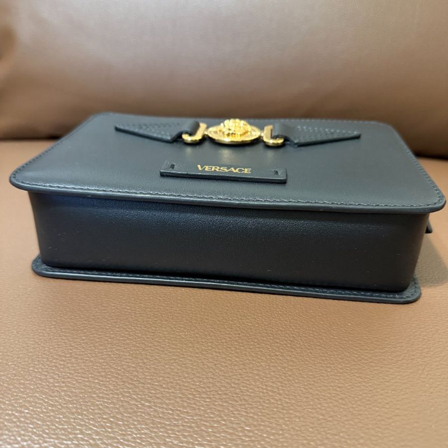VERSACE La Medusa Camera Bag 凡賽斯 黑金相機包 小牛皮 近全新 完整配件-8