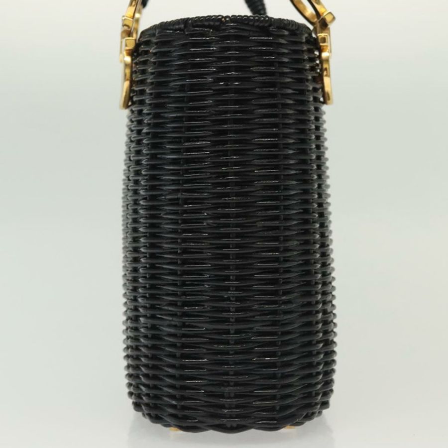 【日本直送】Salvatore Ferragamo Gancini 手提包 藤編 黑色 金色 正品 138876V-2