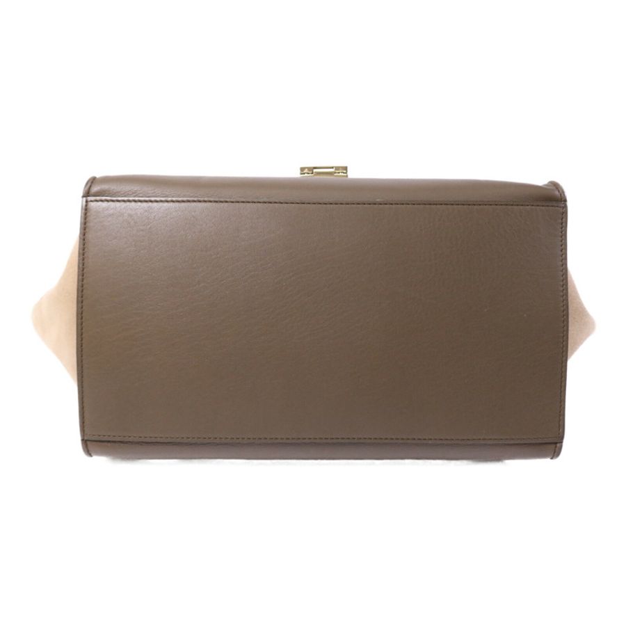 CELINE 牛皮/麂皮皮革Trapeze金扣手挽肩背兩用袋-3