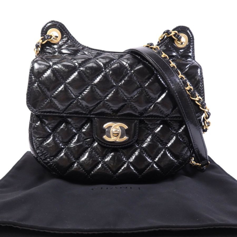 CHANEL 牛皮皮革Chain Shoulder Bag金扣鏈帶肩背袋-9