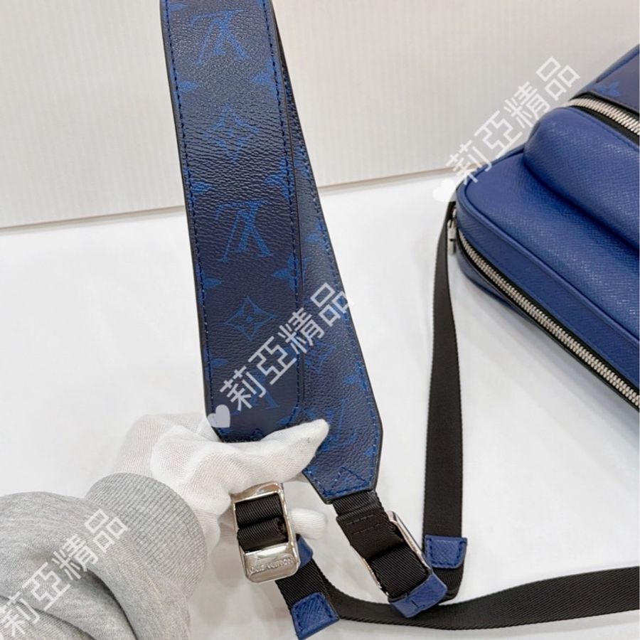 莉亞精品♡ Lv M30242 藍色老花郵差包 二手-12