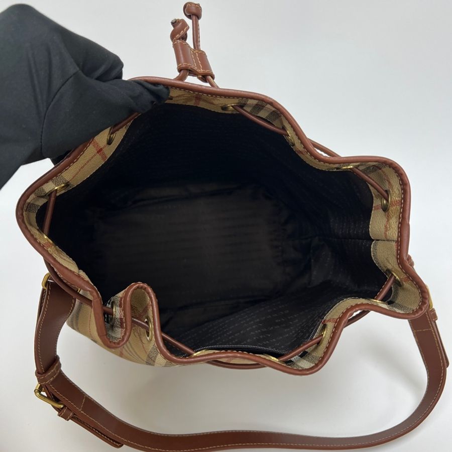 Burberry經典戰馬格紋水桶包 vintage 二手 中古-6