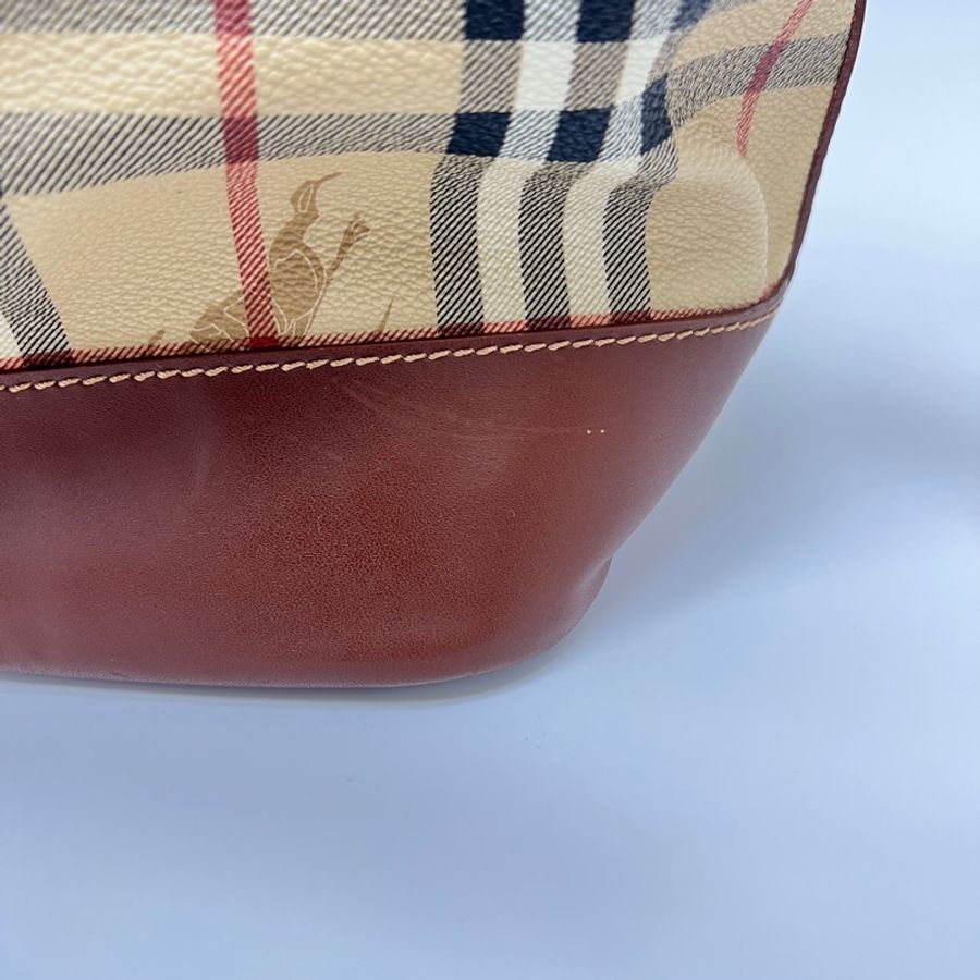 Burberry經典戰馬格紋水桶包 vintage 二手 中古-12