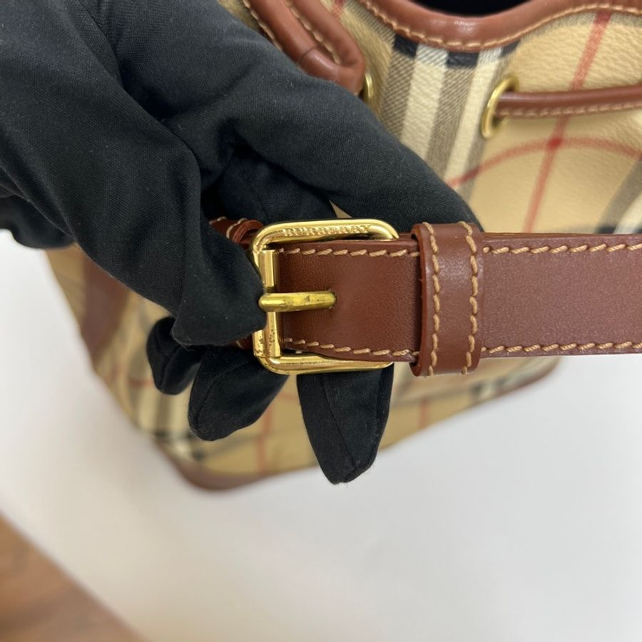 Burberry經典戰馬格紋水桶包 vintage 二手 中古-13
