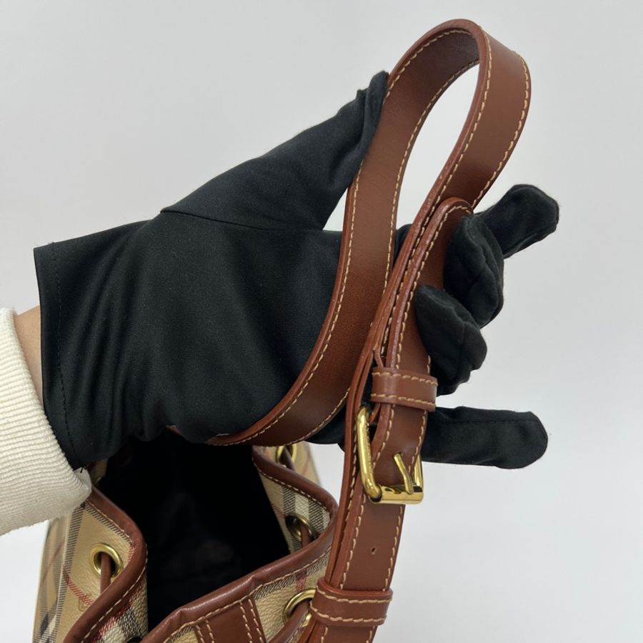 Burberry經典戰馬格紋水桶包 vintage 二手 中古-15