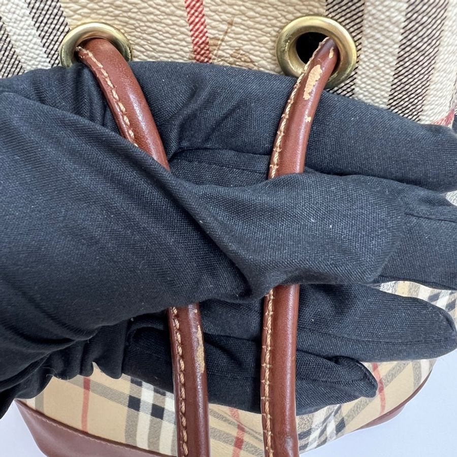 Burberry經典戰馬格紋水桶包 vintage 二手 中古-27