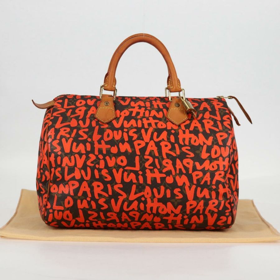 【日本直送】路易威登 Monogram Graffiti Speedy 30 手提包 橙色 M93705 正品 124885V-11