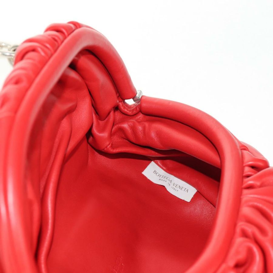 【日本直送】BOTTEGA VENETA 鏈條肩背包 皮革 紅色 銀色 正品 BA7679V-18