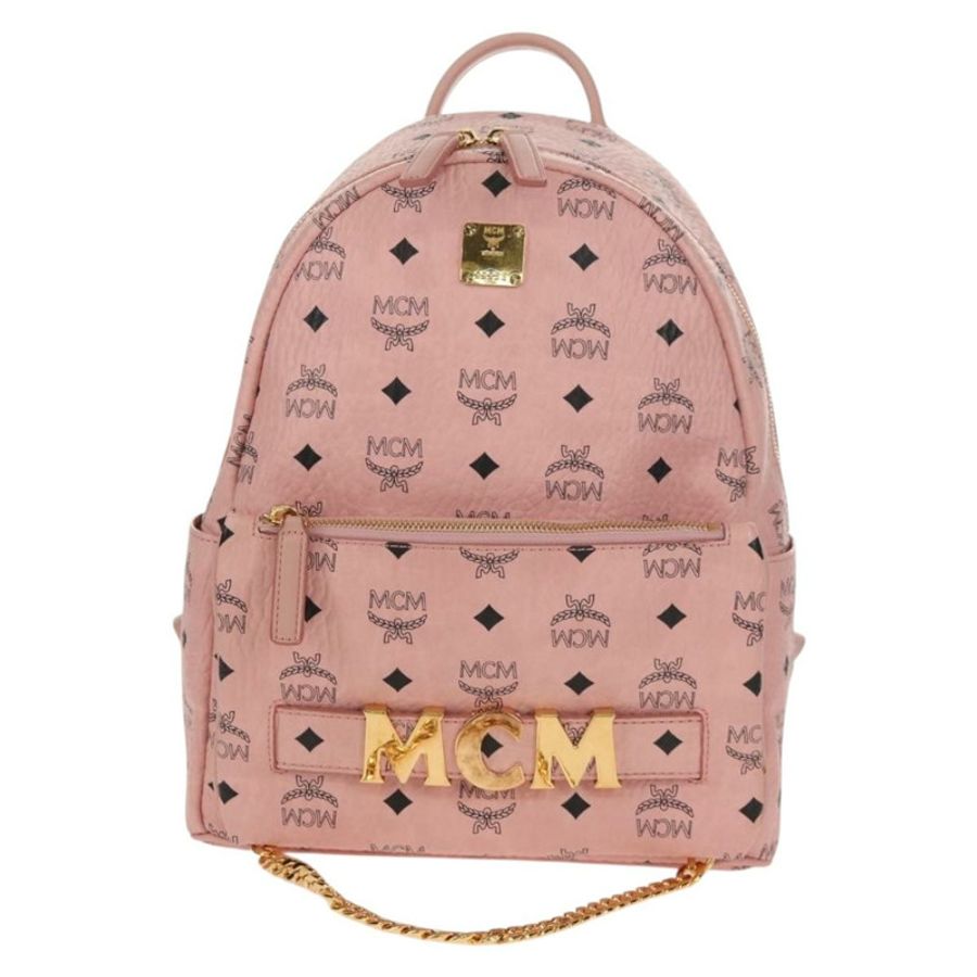 【日本直送】MCM Vicetos Logoogram 背包 PVC 皮革 粉紅色 金色 正品 yk19517A-1