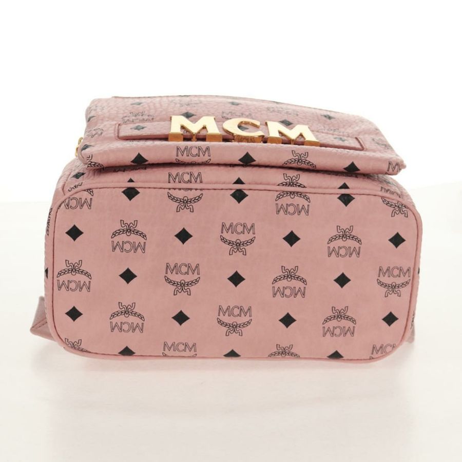 【日本直送】MCM Vicetos Logoogram 背包 PVC 皮革 粉紅色 金色 正品 yk19517A-11
