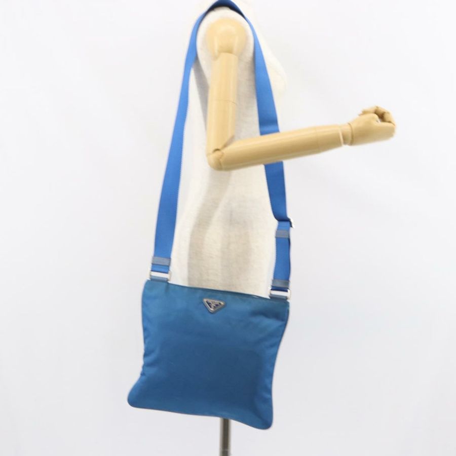 【日本直送】PRADA 尼龍藍銀色單肩包 正品 154370V-25