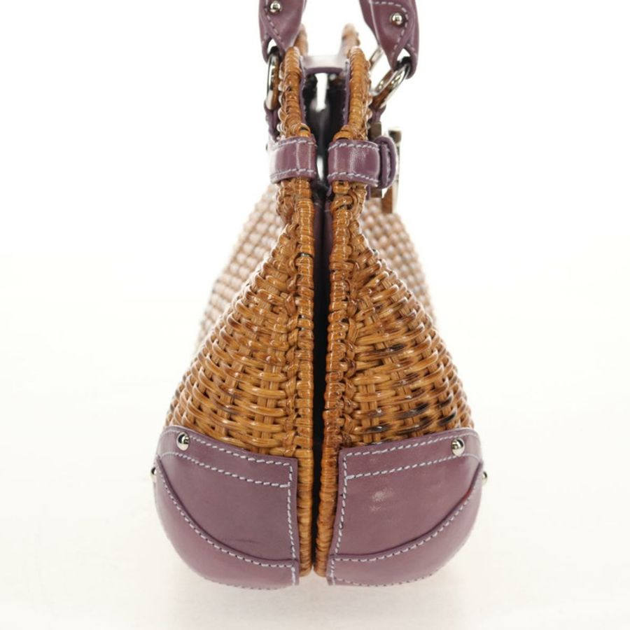 【日本直送】Salvatore Ferragamo Gancini 手提包 藤編 米色 銀色 正品 154682V-3