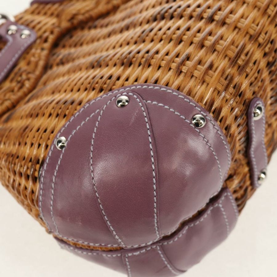 【日本直送】Salvatore Ferragamo Gancini 手提包 藤編 米色 銀色 正品 154682V-15