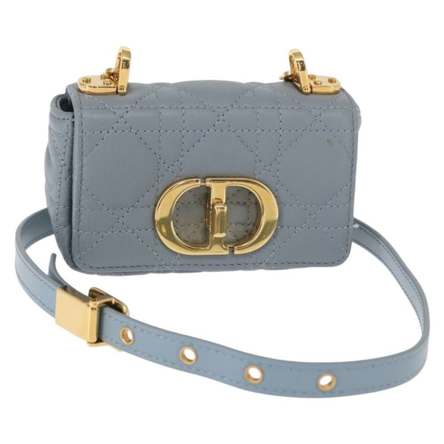 【日本直送】Christian Dior Canage 鏈條 Dior Caro 手袋 皮革 藍色 金色 正品 151372SAM-0
