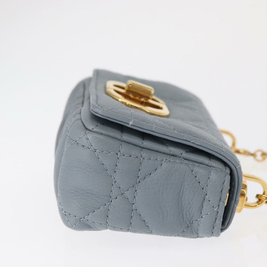 【日本直送】Christian Dior Canage 鏈條 Dior Caro 手袋 皮革 藍色 金色 正品 151372SAM-2