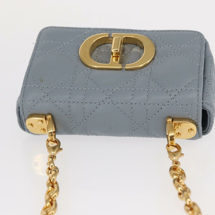 【日本直送】Christian Dior Canage 鏈條 Dior Caro 手袋 皮革 藍色 金色 正品 151372SAM-5